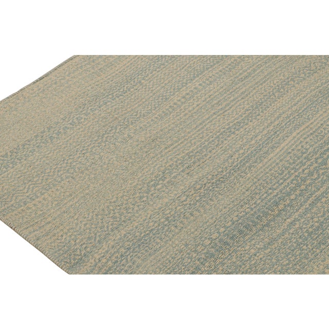 2010s Rug & Kilim’s Modern Kilim Rug in Blue and Beige Stripes and Striae For Sale - Image 5 of 7