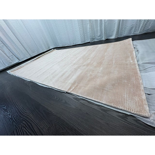 2020s Rh Reeve Stripe Handwoven Rug — 6' × 9' Petal | 100% Tencel™ | Subtle Sheen & Texture For Sale - Image 5 of 18