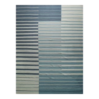 9x12 Majestic Laine Multicolor Stripe Modern Flatweave Wool Carpet Rug For Sale