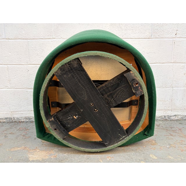 Pair of Vintage Green Barrel Back Swivel Lounge Chairs For Sale - Image 11 of 11
