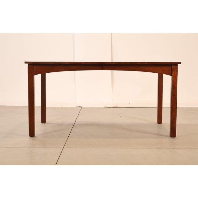 Stickley Mission Collection Harvey Ellis Inlaid Oak Extendable Dining Table For Sale - Image 16 of 18