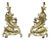 Antique French Louis XV Rococo Style Bronze Brass Acanthus Andirons - A Pair For Sale