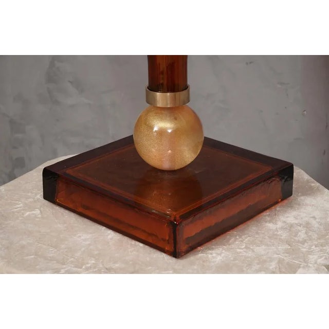 1980s Murano Amber and Gold Blown Glass Table Lamp, 1980s For Sale - Image 5 of 8
