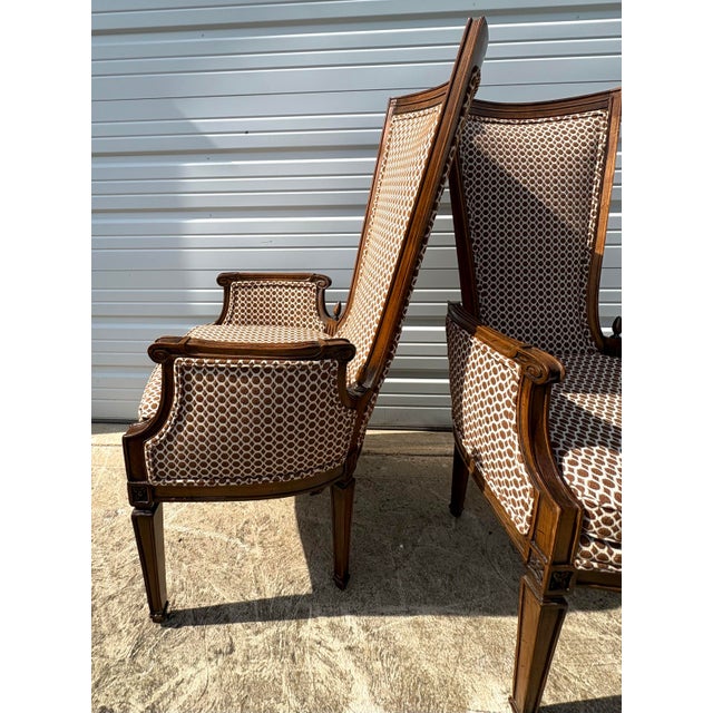 Brown Mid-Century Vintage Stylized French Country Club Chairs/Pair For Sale - Image 8 of 11