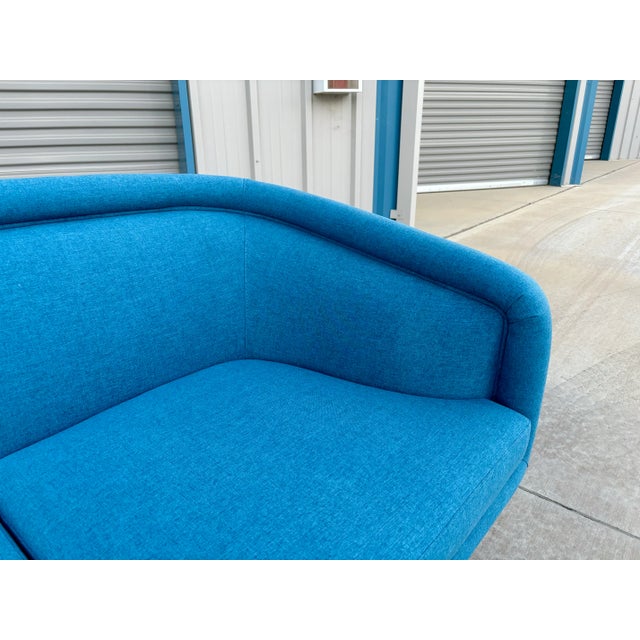 Blue 1980s Mid Century Modern Curved Sofa For Sale - Image 8 of 11