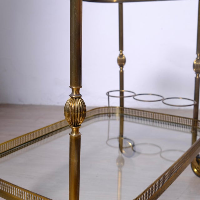 Vintage Glass and Brass Trolley, 1950s For Sale - Image 8 of 13