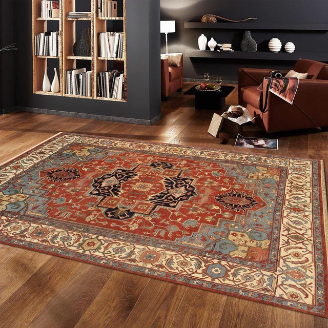 Traditional Pasargad Home Serapi Rust Wool Area Rug, 9' 1'' X 12' 3'' For Sale - Image 3 of 3