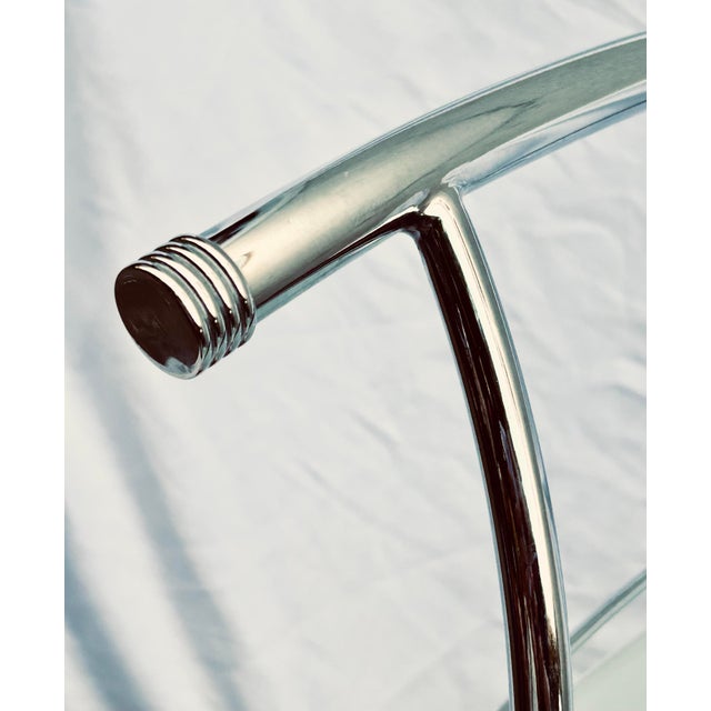 MCM Tempered Glass Bar Cart For Sale - Image 4 of 6