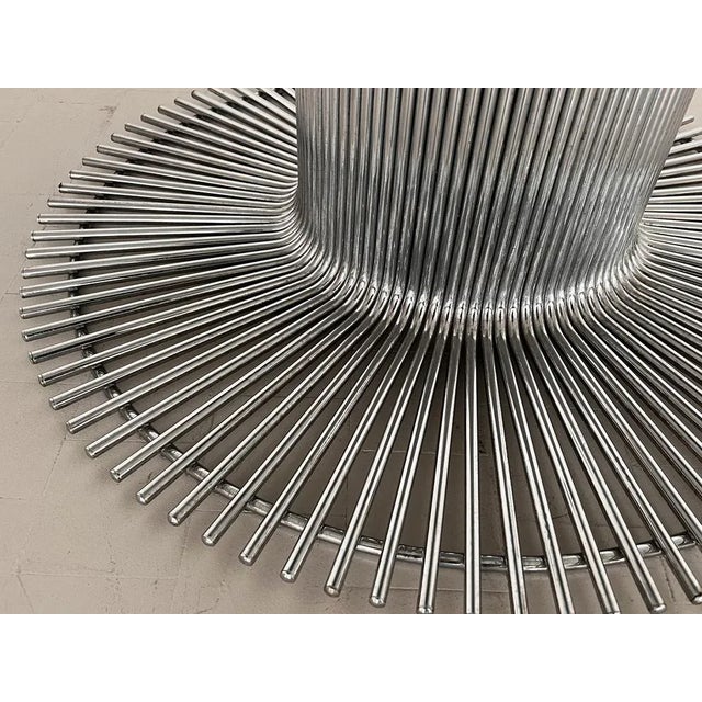 Metal Italian Pedestal Dining Table in Chrome and Glass attributed to Gastone Rinaldi, 1970s For Sale - Image 7 of 13