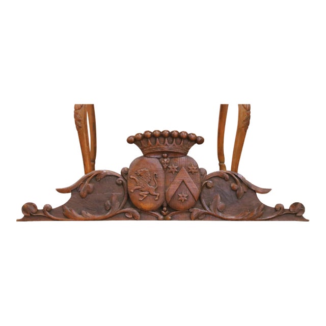 Early 19th Century French Walnut Heraldic Carved Pediment or Wall Decor For Sale
