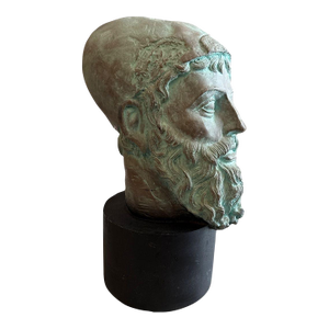 Antique Greek Poseidon Bust Head Plaster Statue, Neptune.