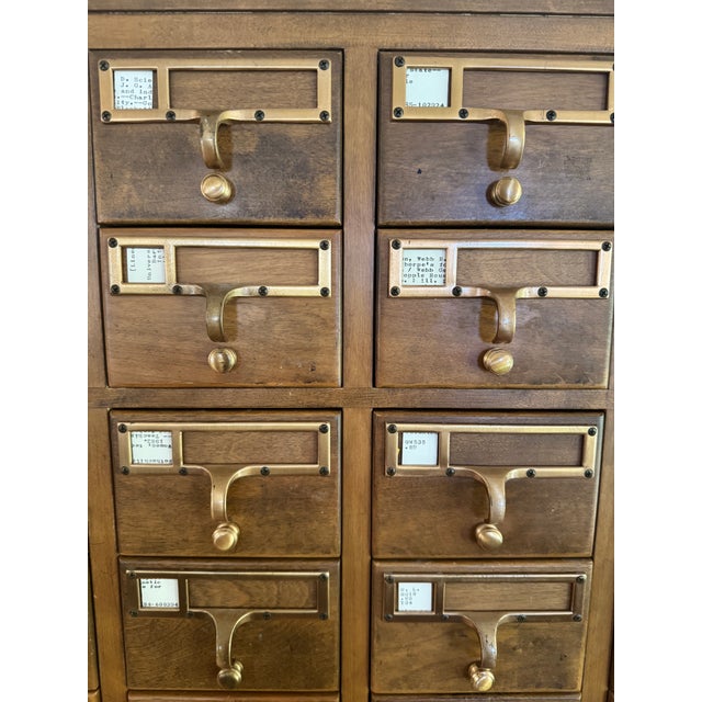Vintage 72-Drawer Wooden Library Card Catalog Cabinet For Sale - Image 4 of 6