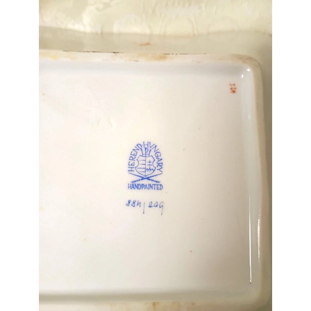 Herend Hungary Chinese Bouquet Rust 7 Inch Square Bowl Apponyi Orange 1188 Hand Painted 1970s Porcelain Fruit Dish For Sale - Image 11 of 12