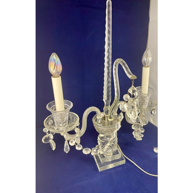 Vintage Pair of Large Regency Style Electrified Crystal Candelabrum For Sale - Image 10 of 18