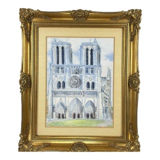 1973 Original Signed Steve LeBailly Mixed Media – "Notre-Dame De Paris" For Sale