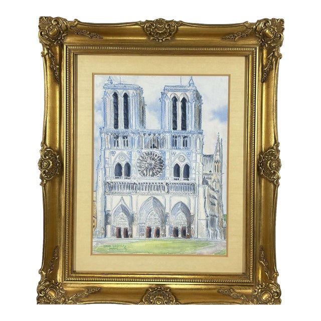1973 Original Signed Steve LeBailly Mixed Media – "Notre-Dame De Paris" For Sale