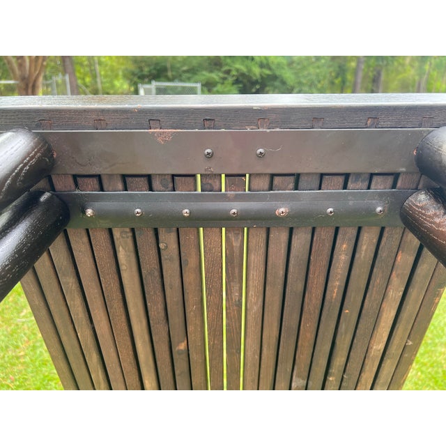 John Keal Midcentury Expandable Slatted Wood Bench Attributed to John Keal for Brown Saltman For Sale - Image 4 of 10