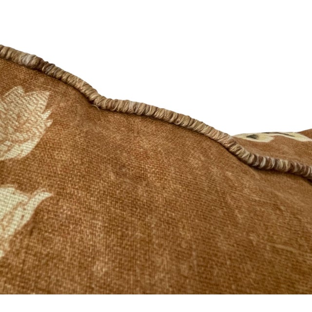 Textile 2 Rose Cummings Macclesfield Chestnut Floral Linen 20” Pillows. Feather Down For Sale - Image 7 of 7
