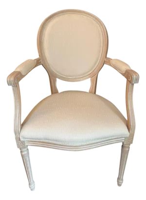 Late 20th Century Louis XVI French Fauteuil Cream Armed Side Chair