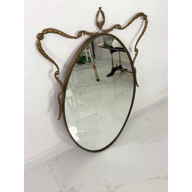 Gold Mid-Century Italian Brass Mirror, 1960s For Sale - Image 8 of 17