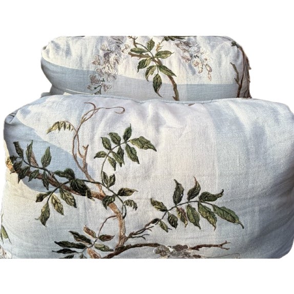 Rattan Wicker Lounge Chairs by Hickory Chair, Upholstered in Colefax & Fowler, Set of 2 For Sale - Image 15 of 18