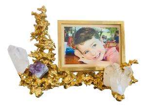 1970s Claude Victor Boeltz French Gold Bronze Crystal Amethyst Picture Frame