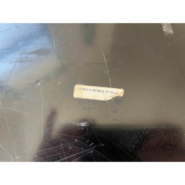 1960s Vintage Hand-Painted Lacquer on Wood Chinoiserie Landscape Tray For Sale - Image 11 of 11