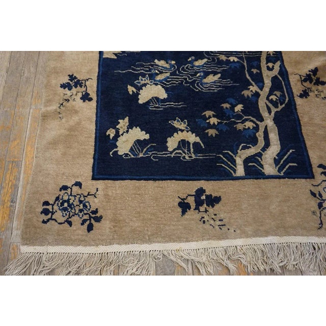 1920s 1920s Blue Navy Scene Pictorial Antique Chinese Carpet 4' X 6'8" Knotted Pile Wool Rug For Sale - Image 5 of 10