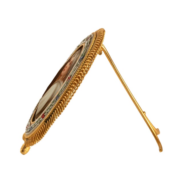 Antique Italian Micro Mosaic Miniature Portrait Painting Porcelain Guido Reni, 1895 For Sale - Image 11 of 18