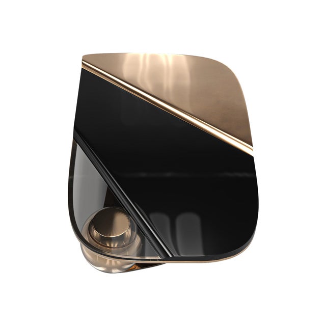 Black "Maschera" Coffee Table With Bronze, Stainless Steel, Handmade For Sale - Image 8 of 8