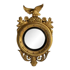 Regency, Circular Convex Wall Mirror, Giltwood, Eagle Motif, Usa, 1950s