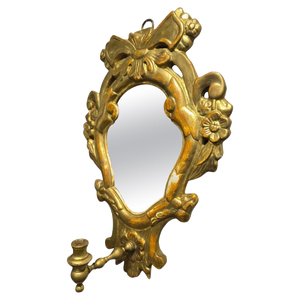 Small 19th Century Giltwood Cornucopia Mirror with Candle Arm, 1820