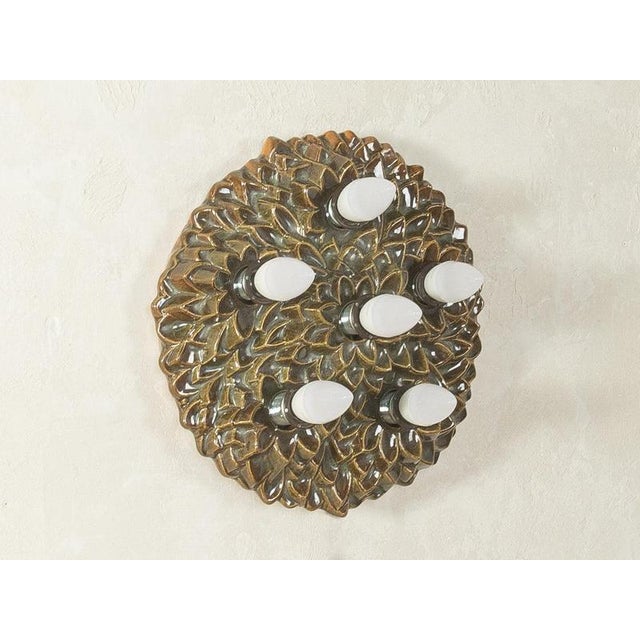 Vintage Ceramic Wall Lamp with Floral Ornamentation, 1970s For Sale - Image 5 of 8
