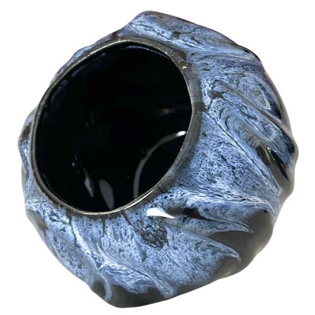 Mid-Century Modern Mid-Century Anna Van Briggle Black and Blue Lava Glaze Art Pottery Vase Colorado Springs 1961 For Sale - Image 3 of 7