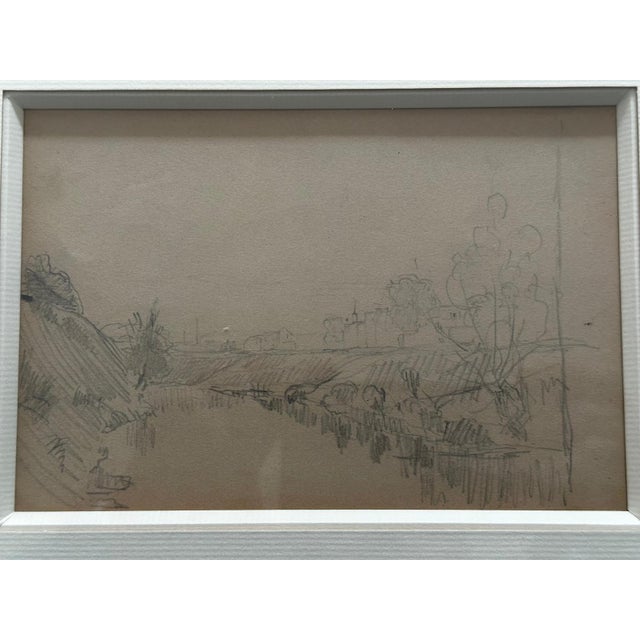 Stanislas Lépine, Landscapes, Original Double-Sided Pencil Drawing on Paper, Framed For Sale - Image 12 of 15