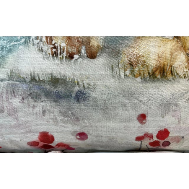 White 16" Square Decorative Toss PIllow Embellished With a Fold of Grazing Highland Cows Under the Moon - Made in the U K For Sale - Image 8 of 12