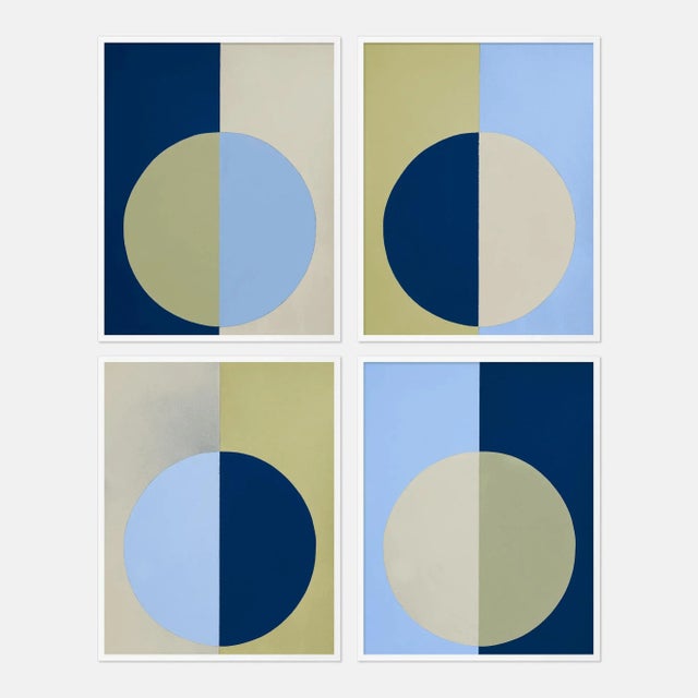 Wood Blue & Olive Forever Set of 4 by Stephanie Henderson in White Frame, Medium Art Print For Sale - Image 7 of 7