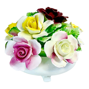 1960s Vintage Hollywood Regency English Royal Dolton Bone China Decorative Object Roses
