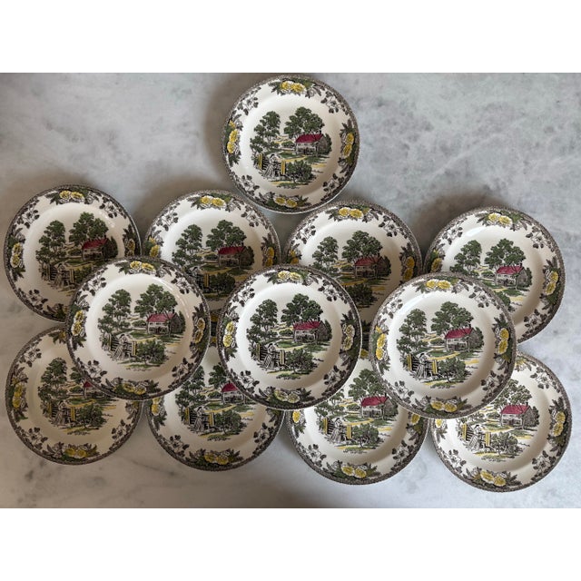 Green Set of 6 Vintage Fair Oaks Small Plates by Royal China For Sale - Image 8 of 10