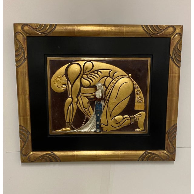Spectacular Romain de Tirtoff, Erte, Relief 3-D sculpture titled "Samson and Delilah". Depicting Samson shackled by...
