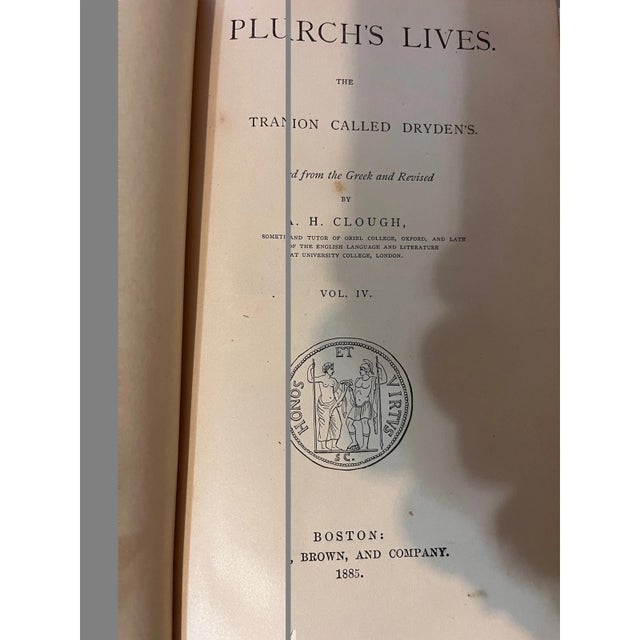 Late 19th Century 1885 Plutarch’s Lives Clough 5 Vol Set Antique Cloth Little Brown & Co Boston For Sale - Image 5 of 6