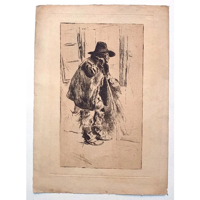 Old Man is an original etching artwork on paper realized by Henri Piere Jamet (1858-1921). The state of preservation is...