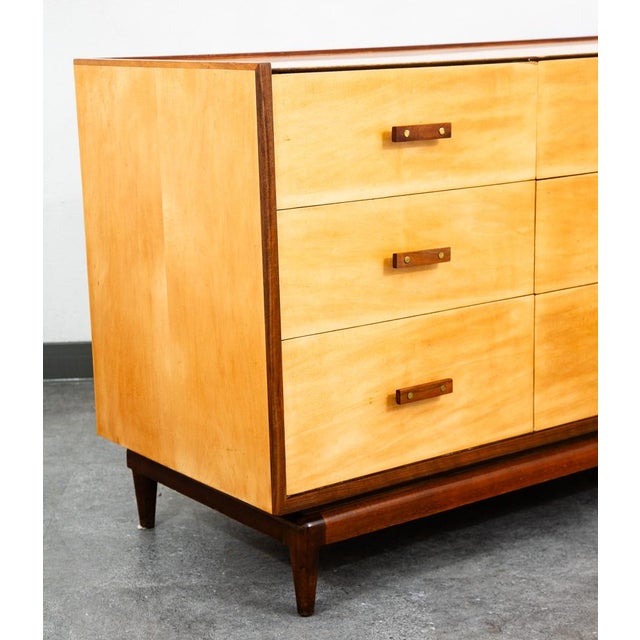Mid Century Modern Dresser Credenza Birch Walnut Drawer Italian Blonde For Sale - Image 12 of 12