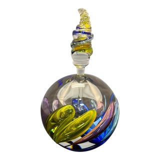 Leon Applebaum Rainbow Perfume Bottle Lava Trails Signed Hand-Blown Glass VTG For Sale