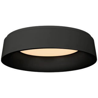 Barbara Barry for Visual Comfort Signature Halo Large Flush Mount in Matte Black For Sale