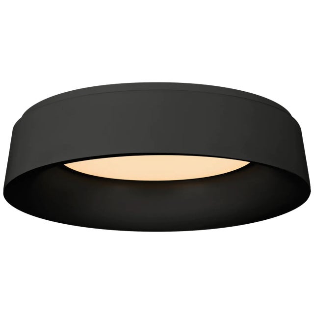 Barbara Barry for Visual Comfort Signature Halo Large Flush Mount in Matte Black For Sale