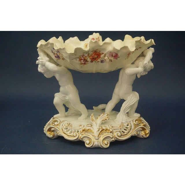 Antique Triptych of Cherubs and Sauceboat in Porcelain from Moore Brothers Longton Factory, England, 1890s, Set of 4 For Sale - Image 14 of 18