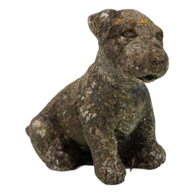 Reconsitituted Stone Puppy or Dog Garden Ornament, England Mid 20th C. For Sale