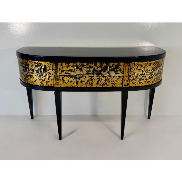 French Art Deco Black and Gold Sideboard, Late 1940s, in Restored conditions. Designed 1920 to 1949