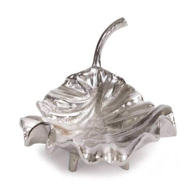 Kenneth Ludwig Chicago Calathea Leaf Polished Silver Sculpture- Large For Sale - Image 4 of 9